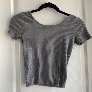 Grey ribbed crop top